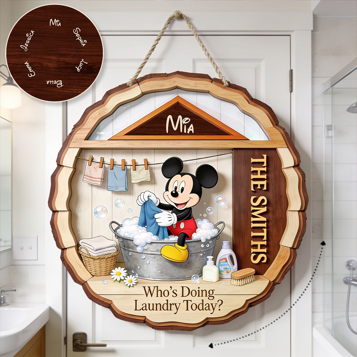 Who's Doing Laundry Today - Personalized Mouse Spinner Sign Custom Shape