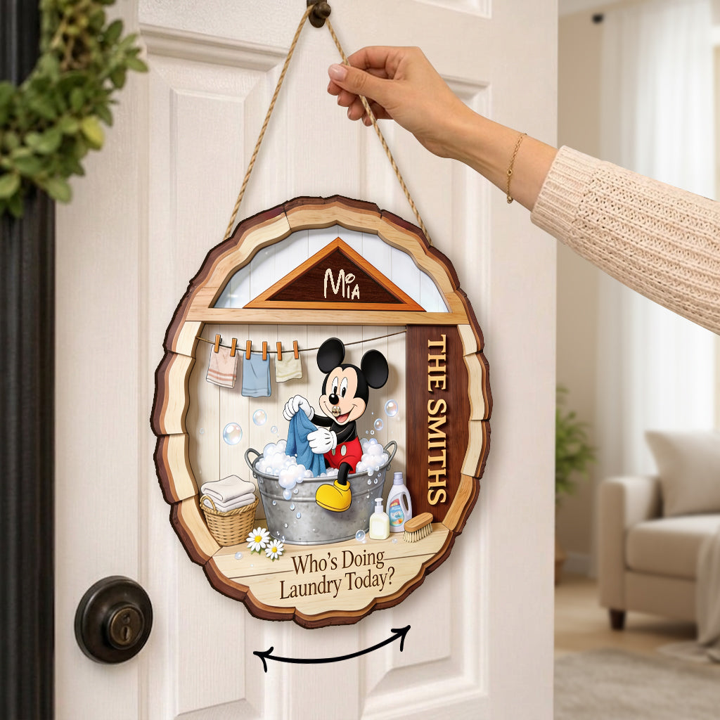 Who's Doing Laundry Today - Personalized Mouse Spinner Sign Custom Shape