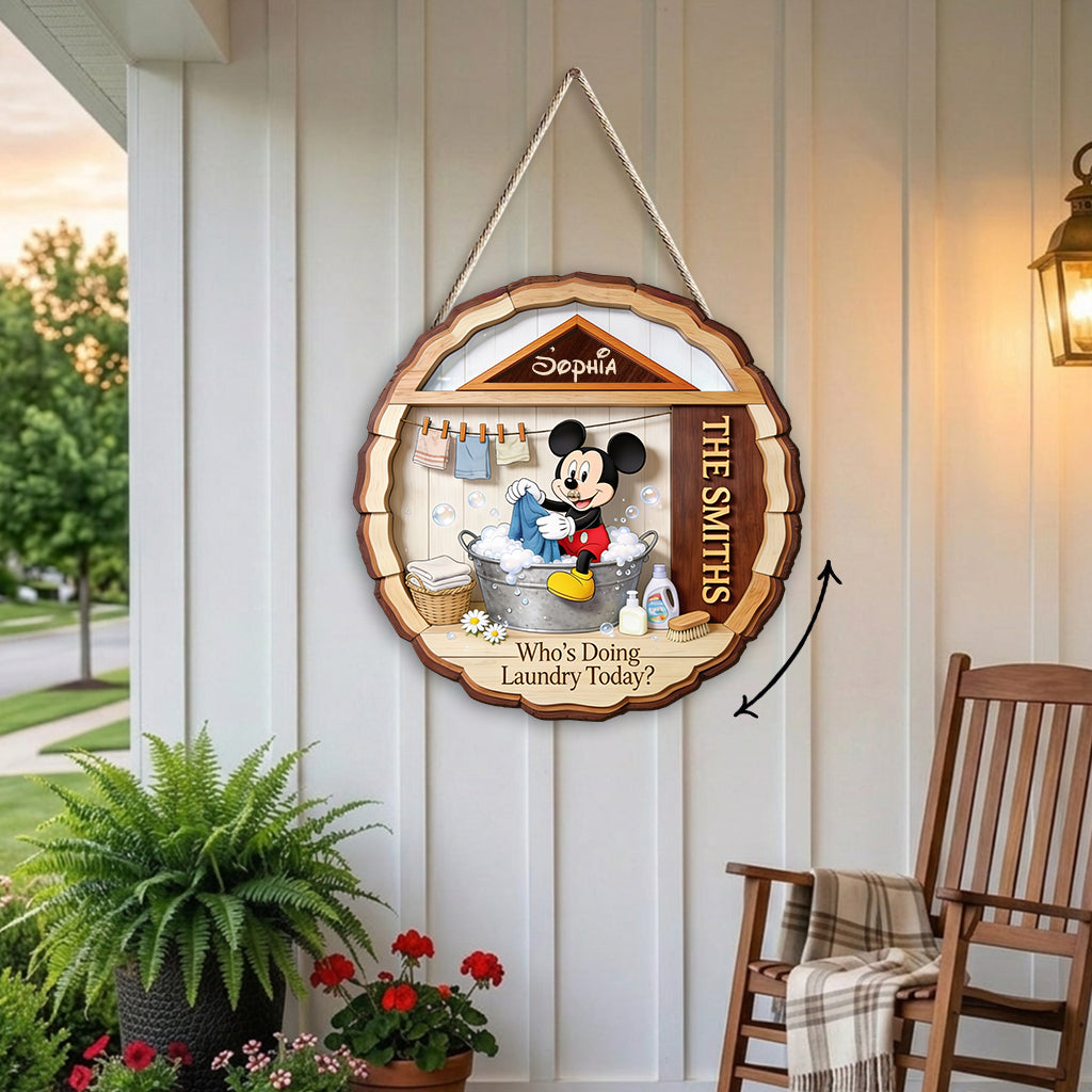 Who's Doing Laundry Today - Personalized Mouse Spinner Sign Custom Shape