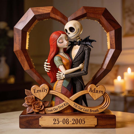 From Our First Kiss Till Our Last Breath - Personalized Nightmare Custom Shaped Wood Plaque