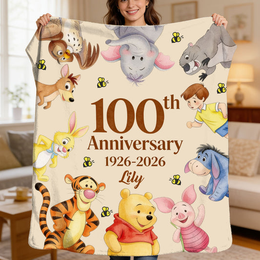 100th Anniversary - Personalized Yellow Bear Blanket