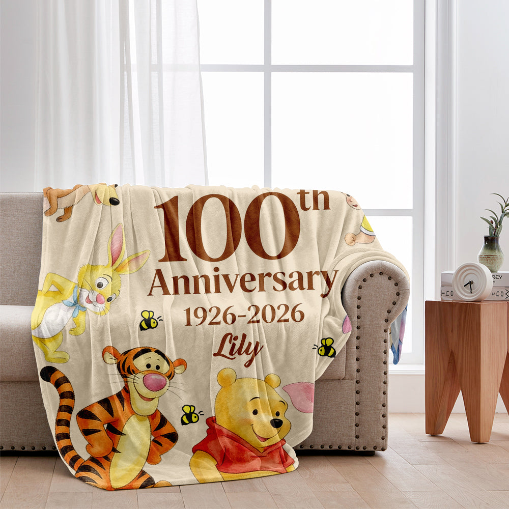 100th Anniversary - Personalized Yellow Bear Blanket