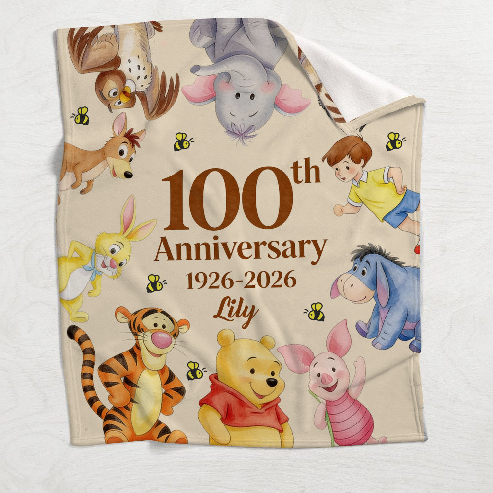 100th Anniversary - Personalized Yellow Bear Blanket