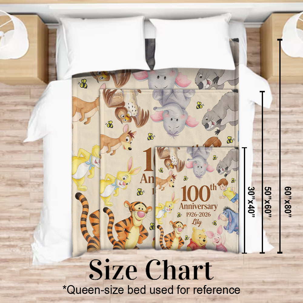 100th Anniversary - Personalized Yellow Bear Blanket