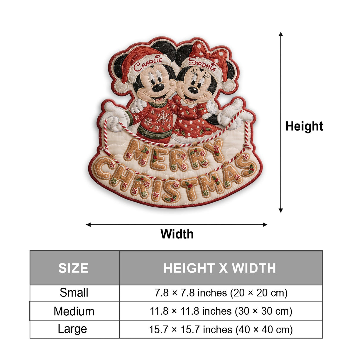 Merry Christmas Mouse Couple Gift - Personalized Mouse Quilted Door Hanger