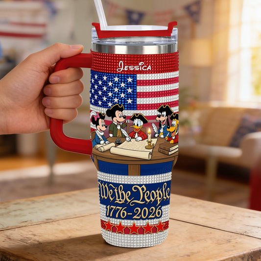 We The People - Personalized Mouse Rhinestone Tumbler With Handle