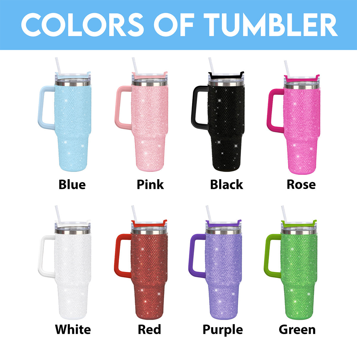 We The People - Personalized Mouse Rhinestone Tumbler With Handle