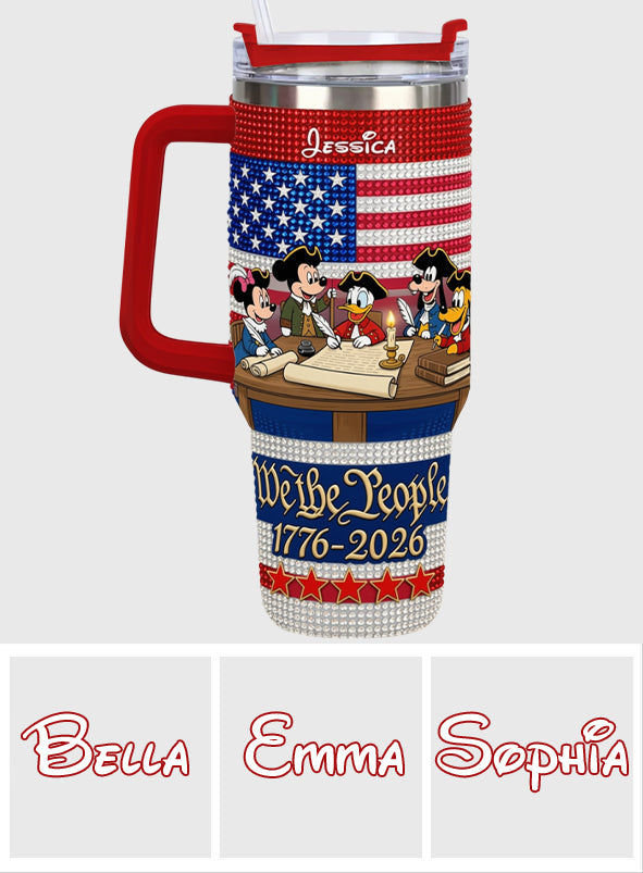 We The People - Personalized Mouse Rhinestone Tumbler With Handle