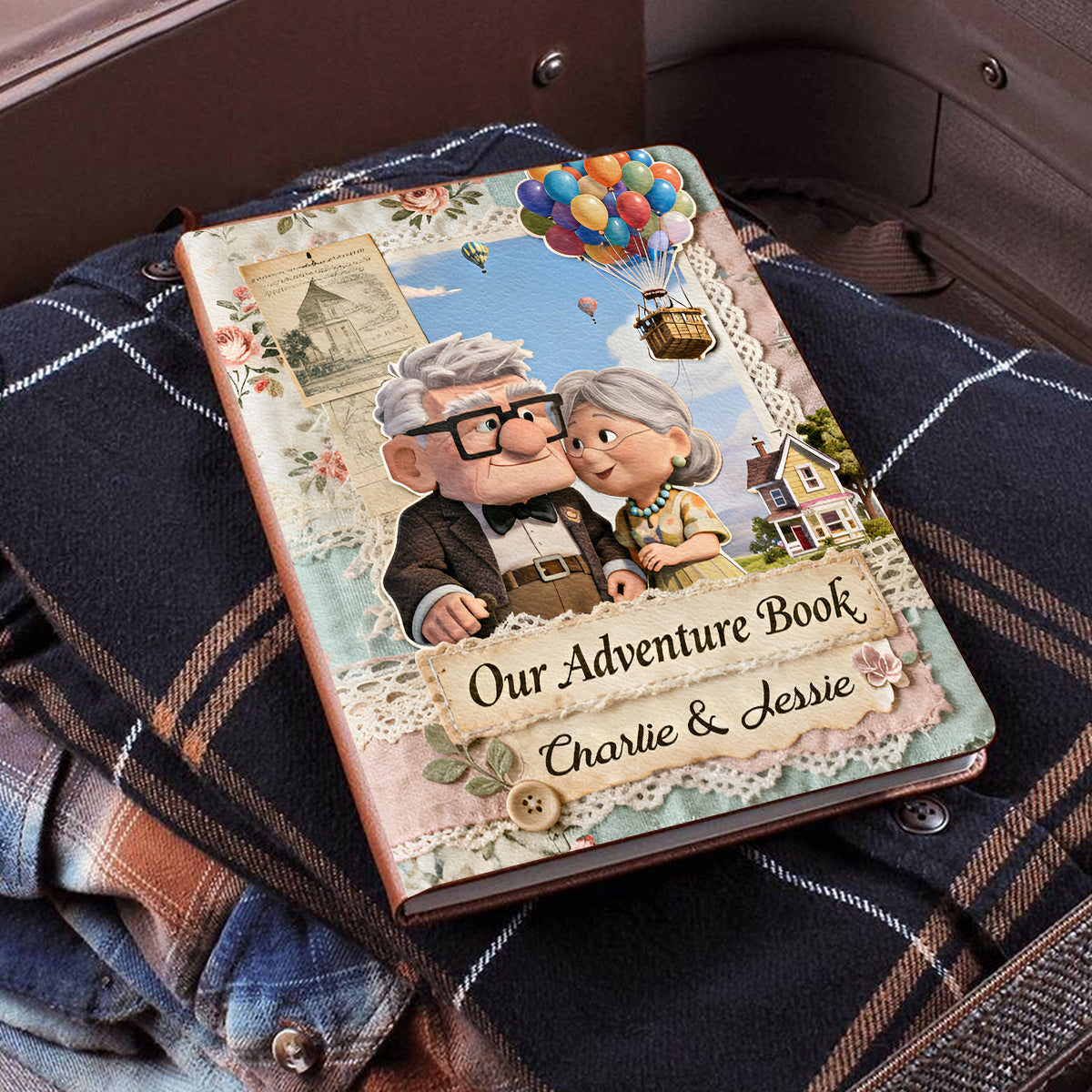 Our Adventure Book - Personalized Up Movie Couple Leather Journal