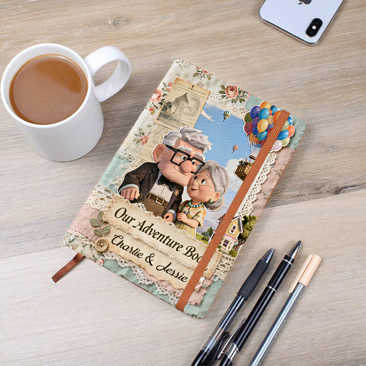 Our Adventure Book - Personalized Up Movie Couple Leather Journal