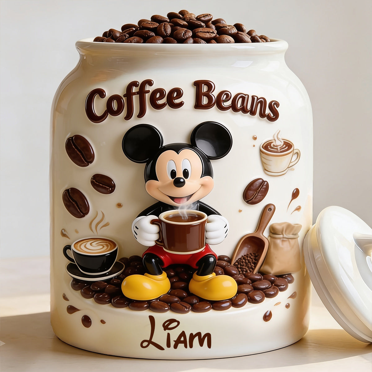 Coffee Beans - Personalized Mouse Cookie Jar