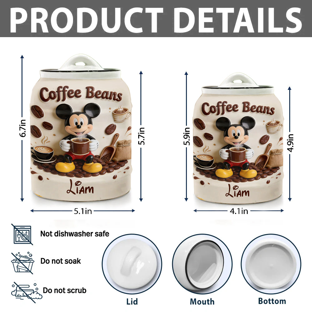 Coffee Beans - Personalized Mouse Cookie Jar