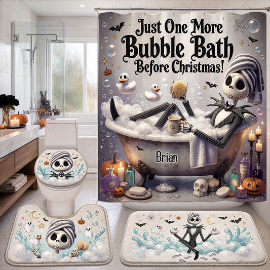 Just One More Bubble Bath Before Christmas! - Personalized Nightmare Bathroom Curtain & Mats Set