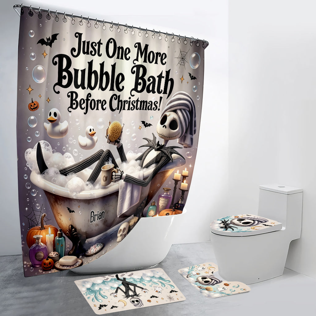 Just One More Bubble Bath Before Christmas! - Personalized Nightmare Bathroom Curtain & Mats Set