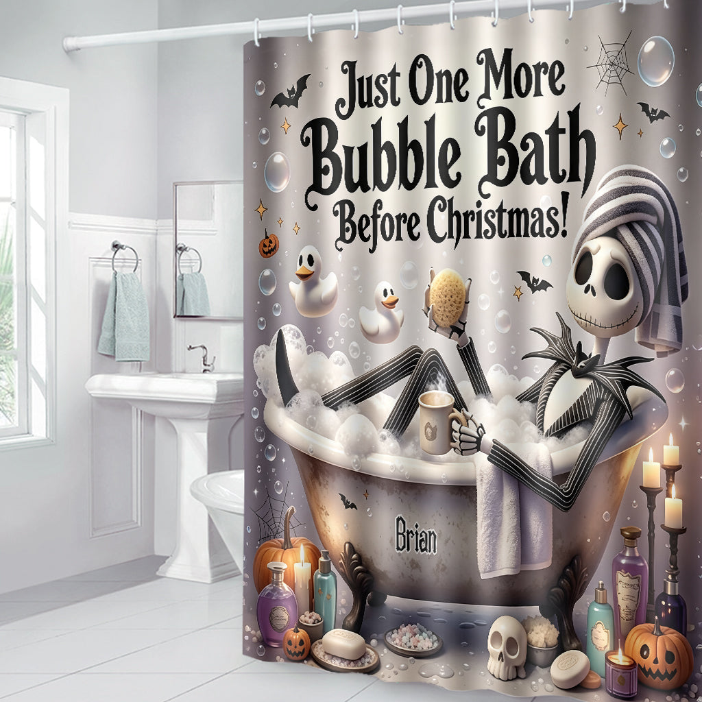 Just One More Bubble Bath Before Christmas! - Personalized Nightmare Bathroom Curtain & Mats Set