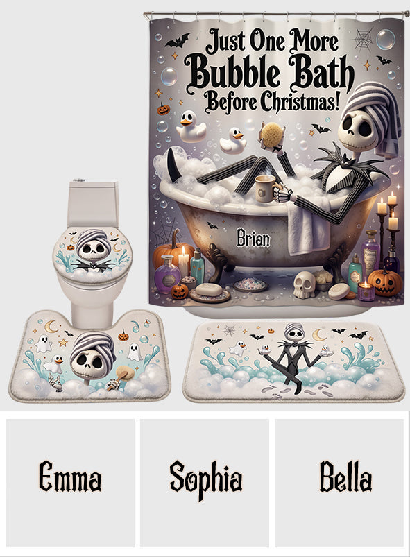 Just One More Bubble Bath Before Christmas! - Personalized Nightmare Bathroom Curtain & Mats Set