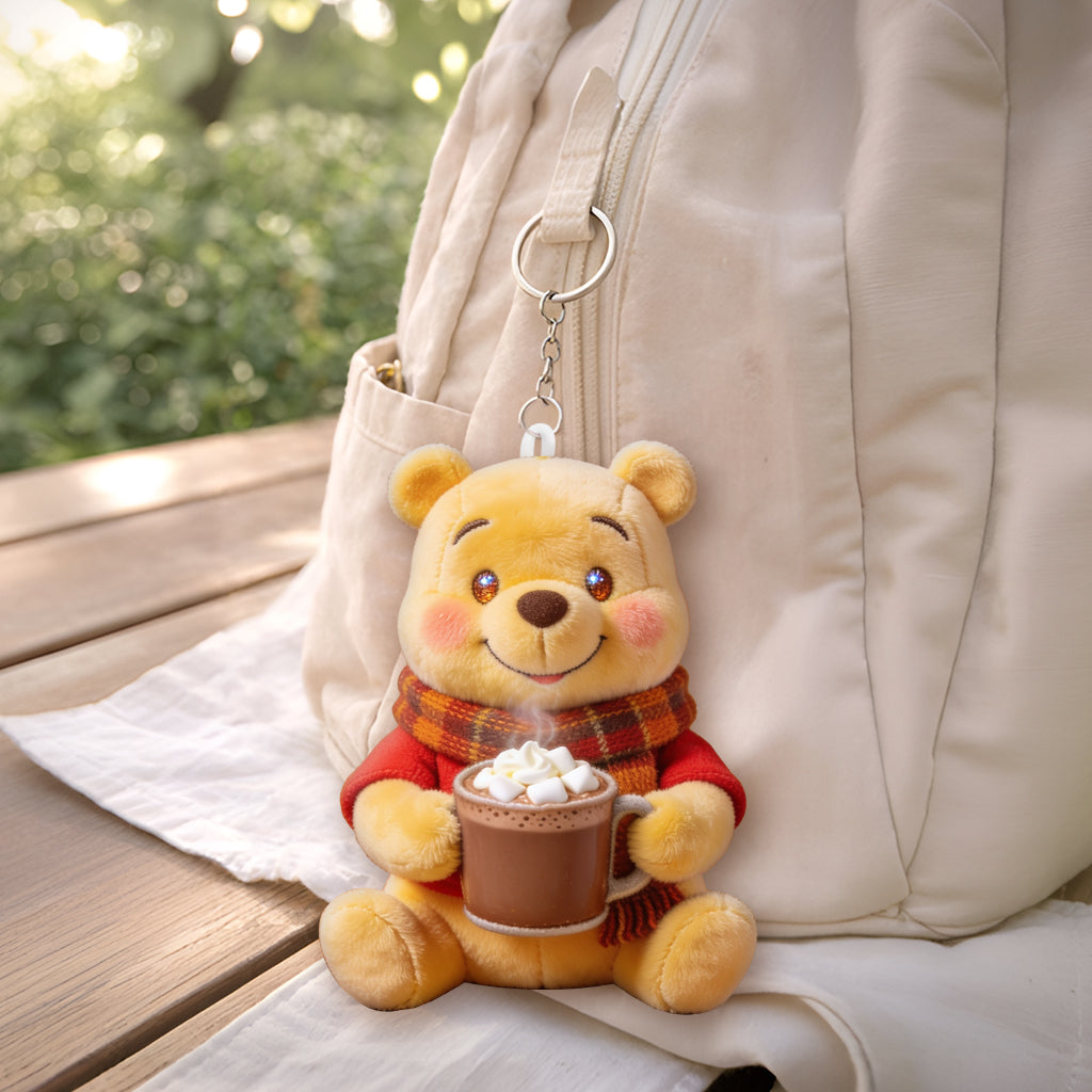 Fall Vibes - Personalized Yellow Bear Tumbler With Plush Charm