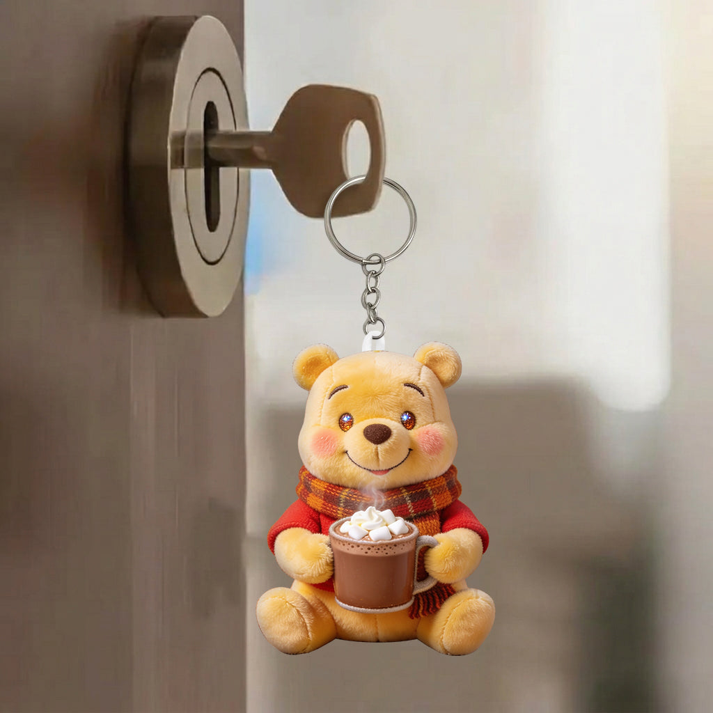 Fall Vibes - Personalized Yellow Bear Tumbler With Plush Charm