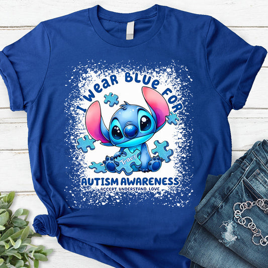 I Wear Blue For Autism Awareness - Personalized Autism Awareness T-shirt And Hoodie