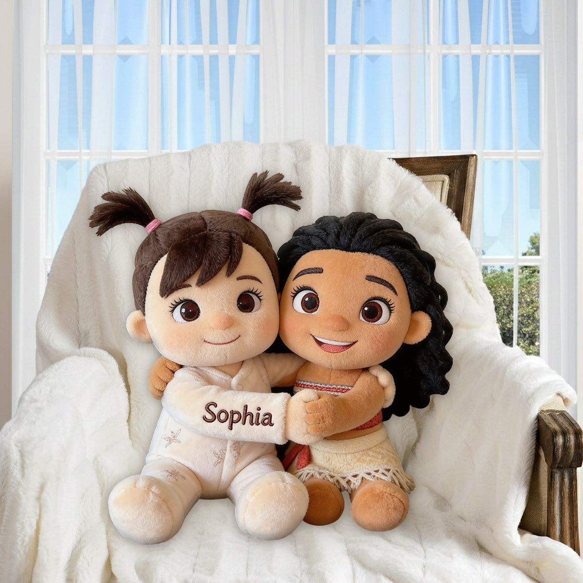 Cute Adventure Cartoon - Personalized Island Princess Premium Faux Fur Pillow