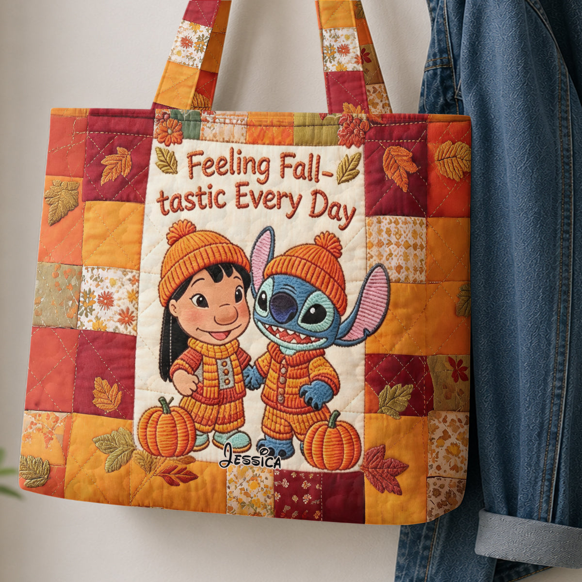 Ohana Autumn Vibes - Personalized Ohana Quilted Tote Bag