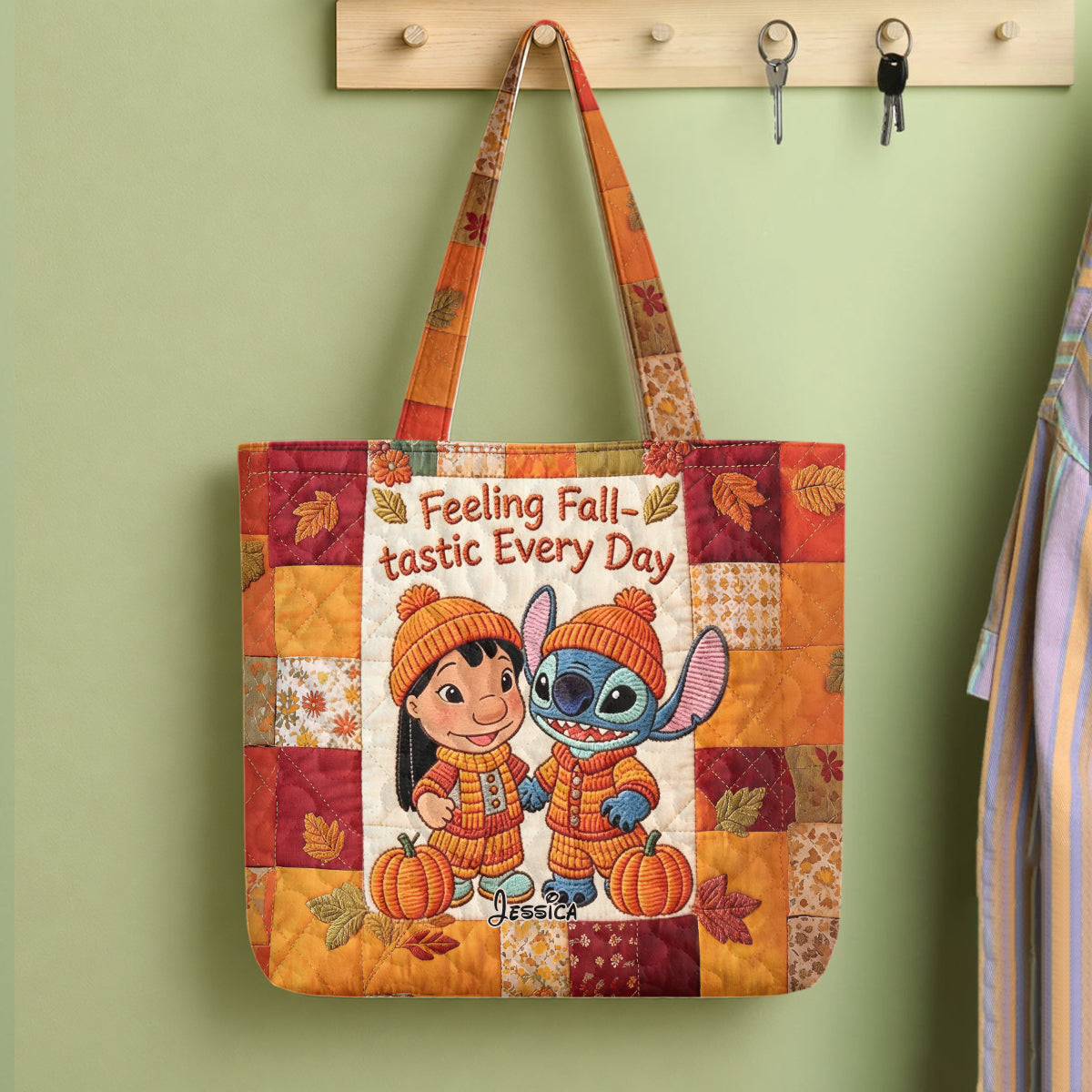 Ohana Autumn Vibes - Personalized Ohana Quilted Tote Bag