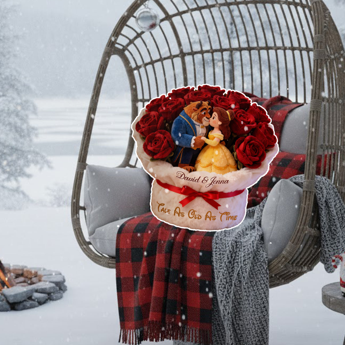 Tale As Old As Time - Personalized Beauty And The Beast Faux Fur Shaped Pillow
