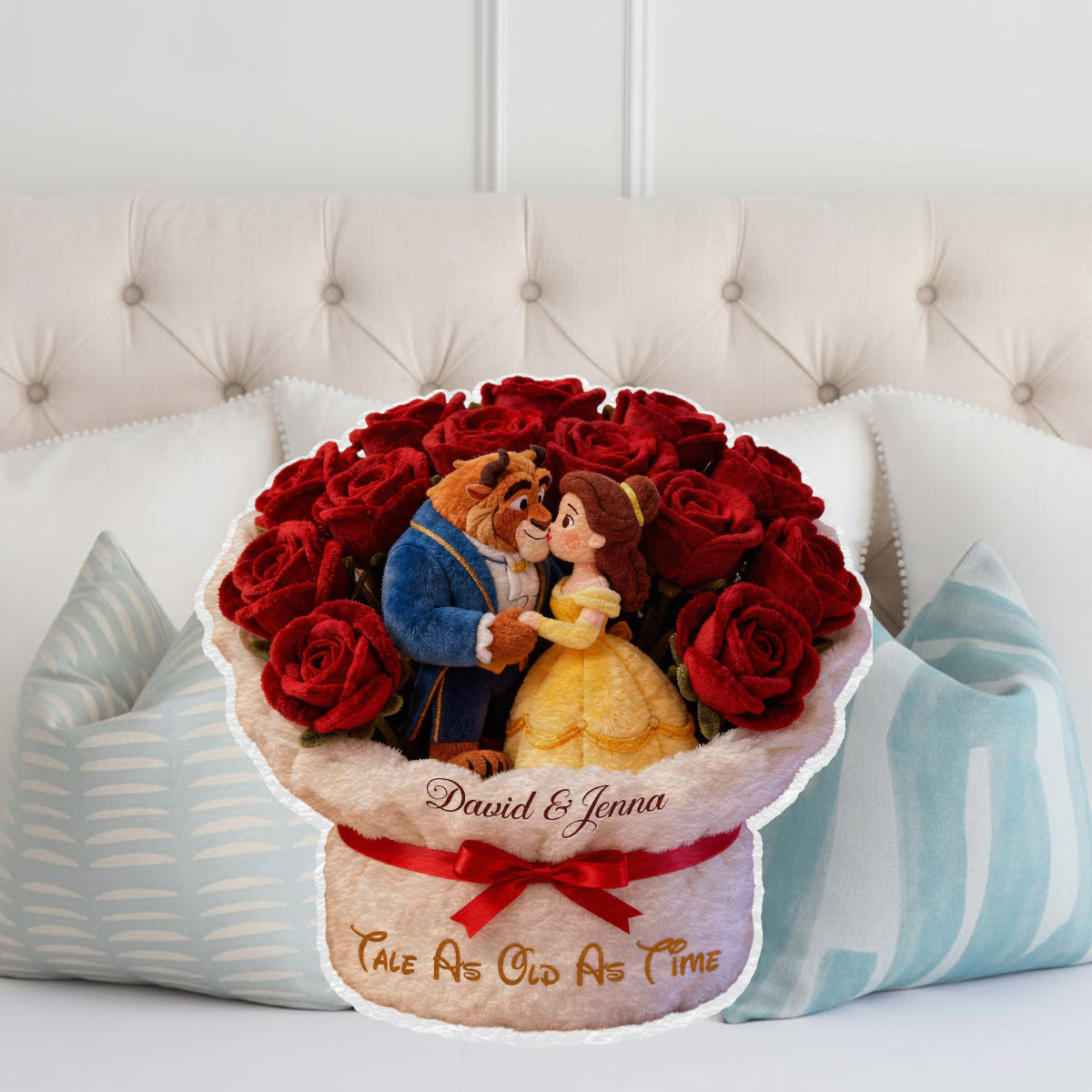 Tale As Old As Time - Personalized Beauty And The Beast Faux Fur Shaped Pillow