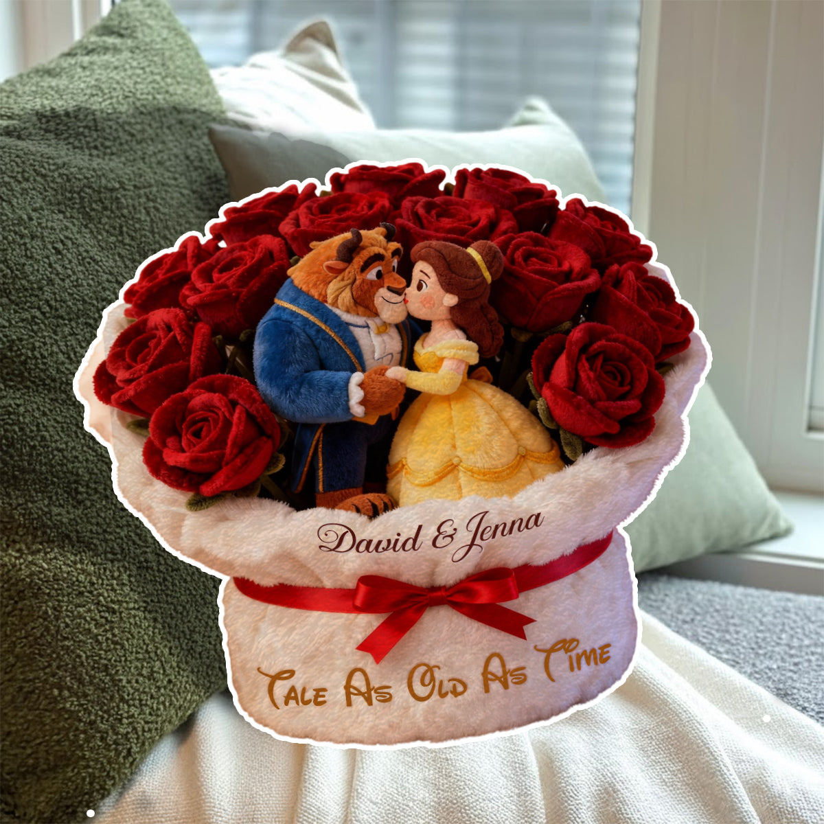 Tale As Old As Time - Personalized Beauty And The Beast Faux Fur Shaped Pillow
