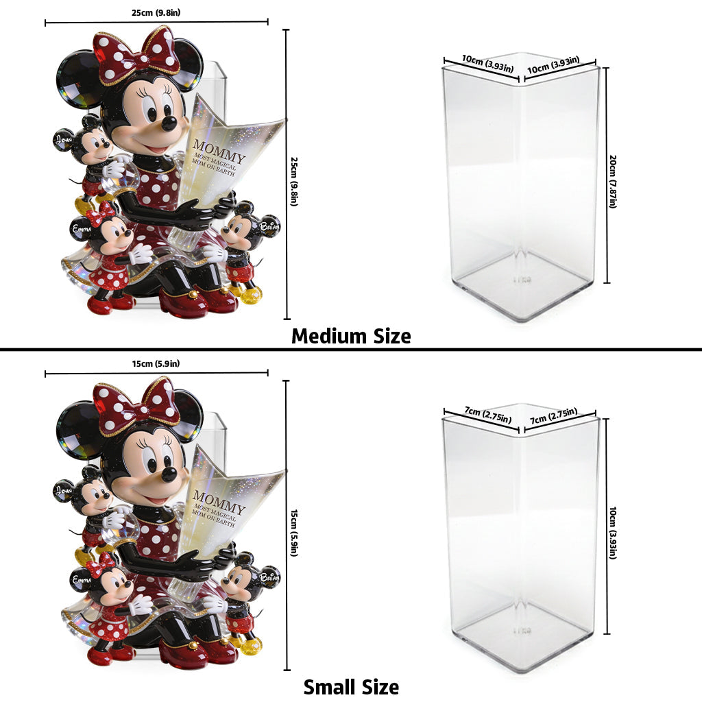 Cute Cartoon Mouse Mommy - Personalized Mouse Acrylic Pot