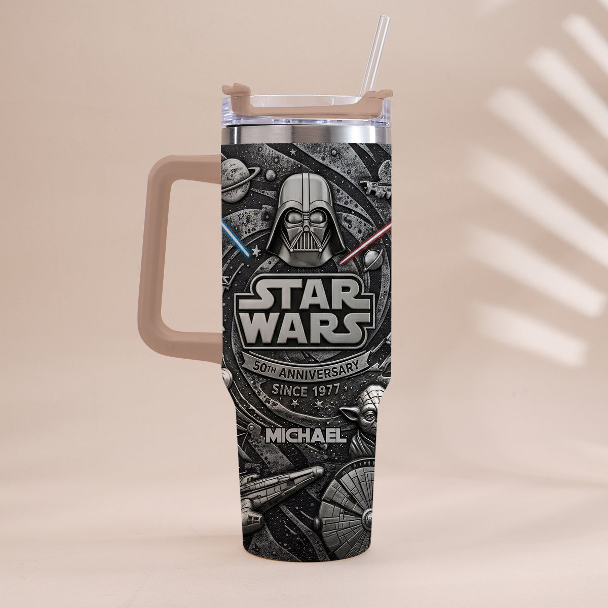 Galaxy Star War Anniversary - Personalized The Force Tumbler With Handle