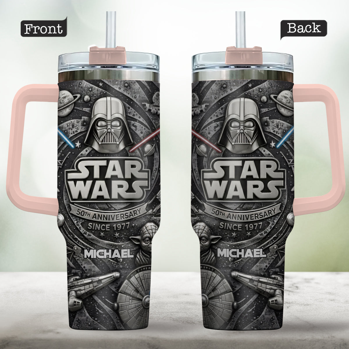 Galaxy Star War Anniversary - Personalized The Force Tumbler With Handle