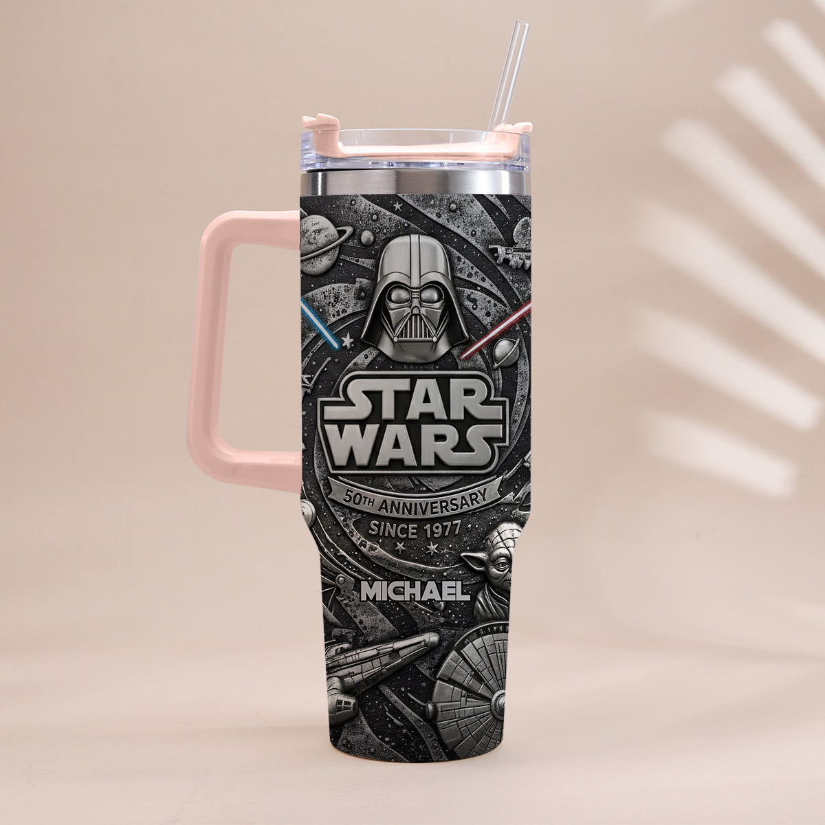 Galaxy Star War Anniversary - Personalized The Force Tumbler With Handle