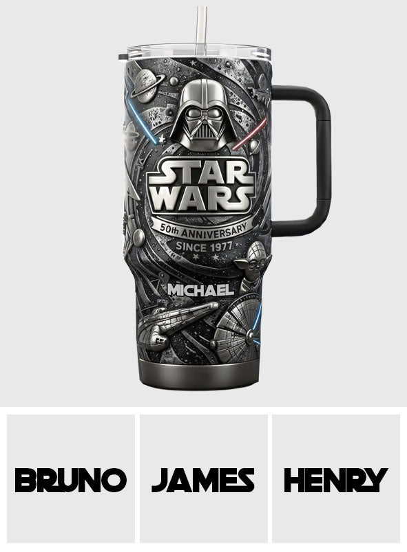 Galaxy Star War Anniversary - Personalized The Force Tumbler With Handle
