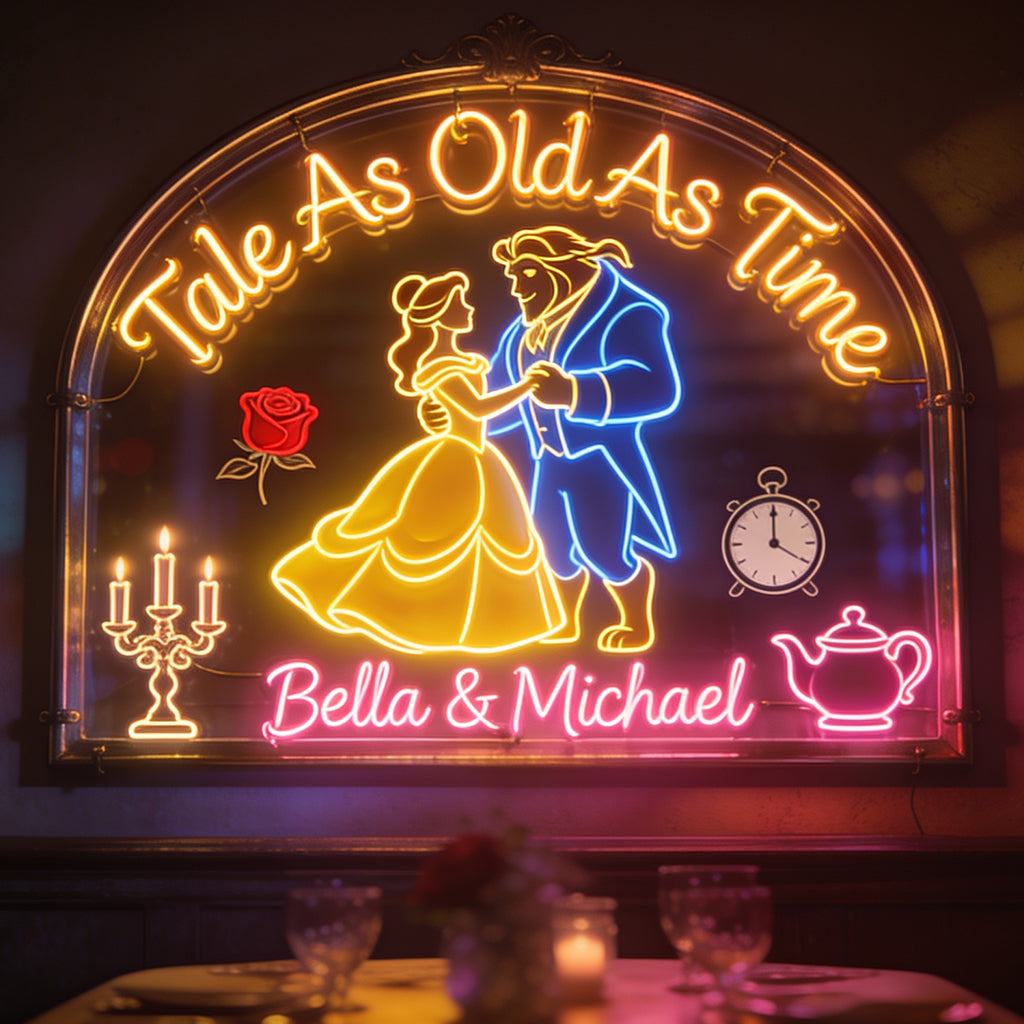 Tale As Old As Time - Personalized Beauty And The Beast Neon LED Light Sign