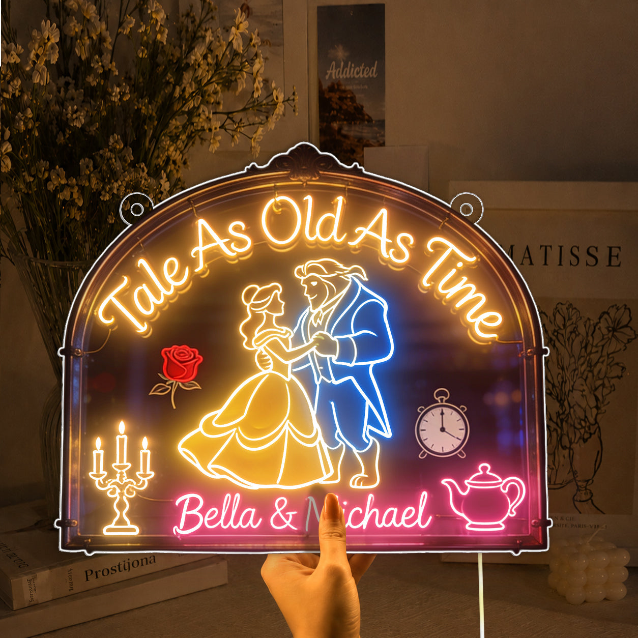 Tale As Old As Time - Personalized Beauty And The Beast Neon LED Light Sign