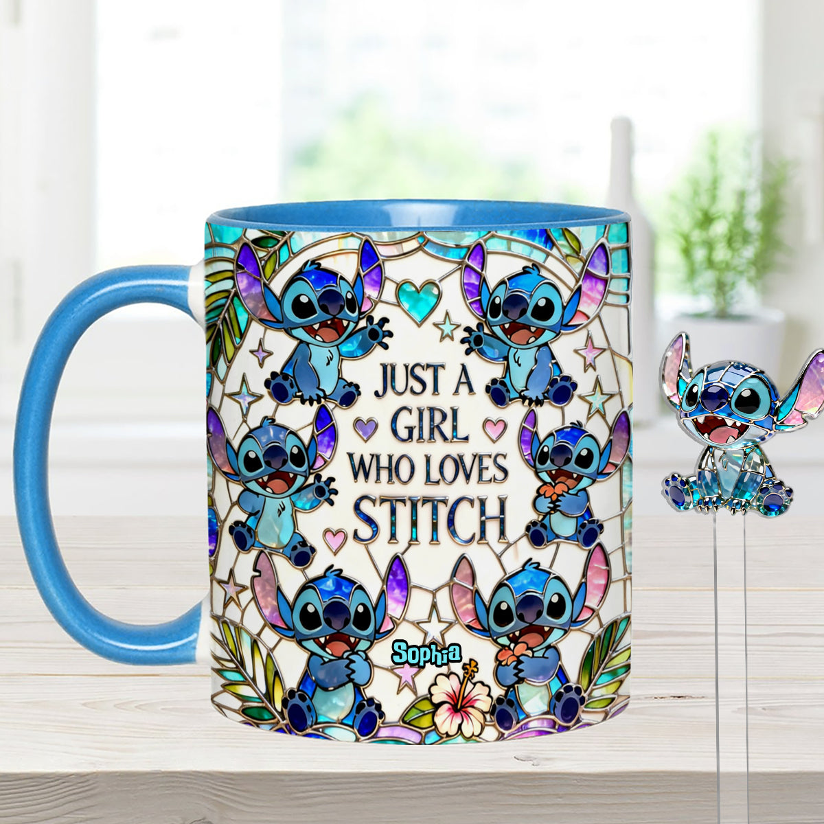 Just A Girl Who Loves Stitch - Personalized Ohana Set Accent Mug with Acrylic Stirrers
