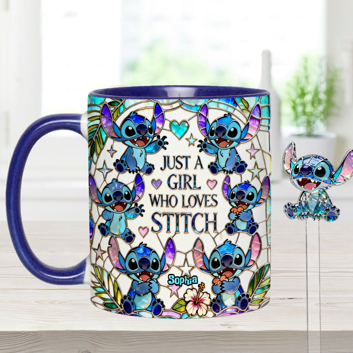 Just A Girl Who Loves Stitch - Personalized Ohana Set Accent Mug with Acrylic Stirrers