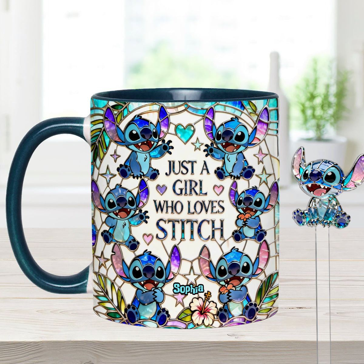 Just A Girl Who Loves Stitch - Personalized Ohana Set Accent Mug with Acrylic Stirrers