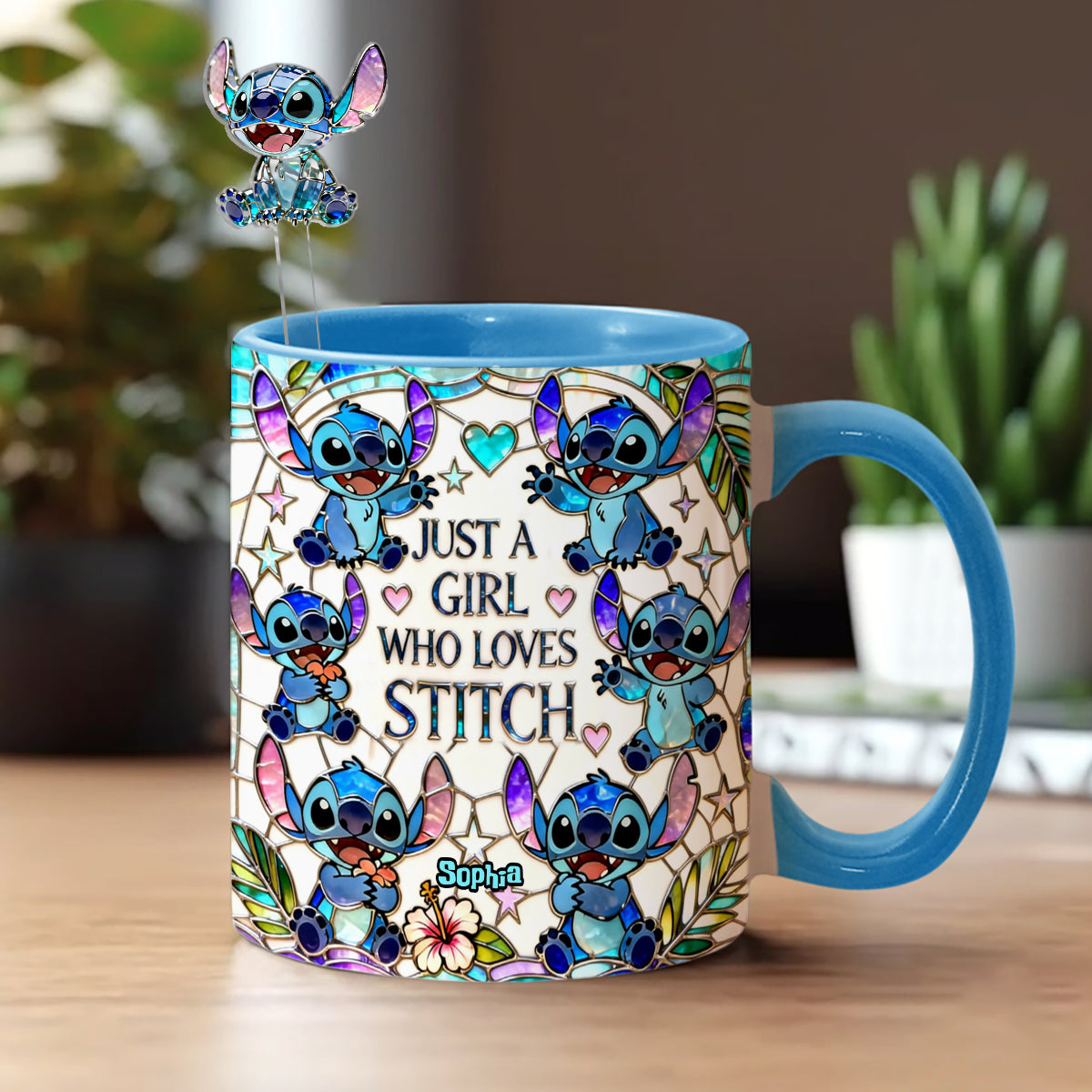 Just A Girl Who Loves Stitch - Personalized Ohana Set Accent Mug with Acrylic Stirrers