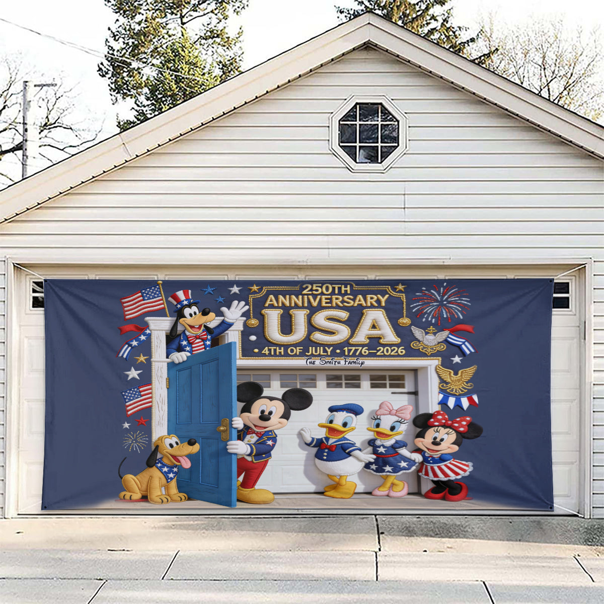 Celebrate Independence Day 4th of July - Personalized Mouse Garage Door Banner