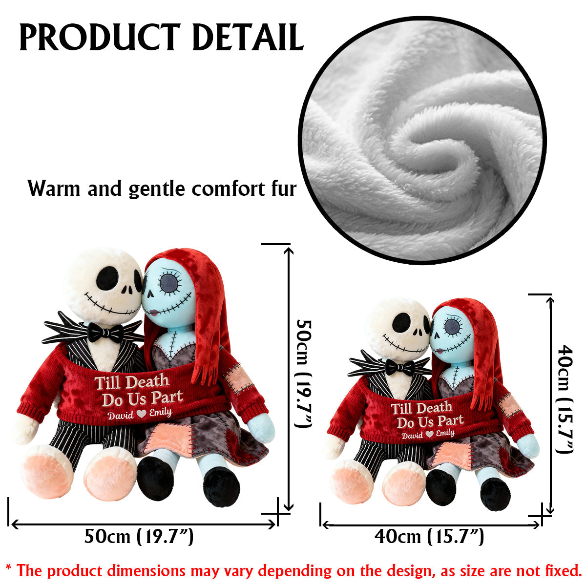 Till Death Do Us Part - Personalized Nightmare Faux Fur Shaped Pillow