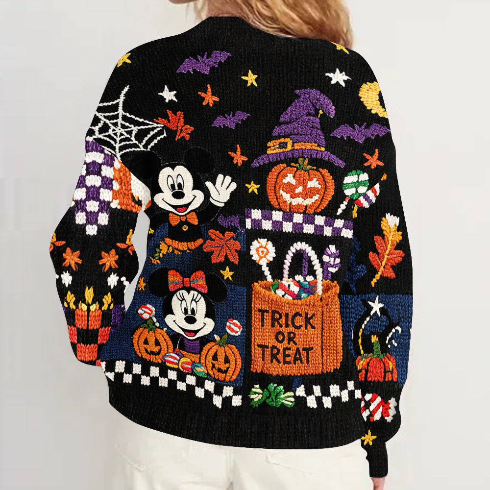 Trick Or Treat - Personalized Mouse Cardigan Sweater