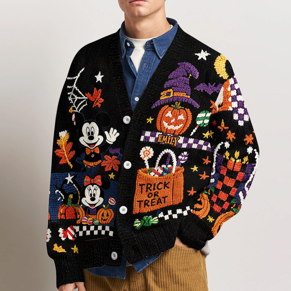 Trick Or Treat - Personalized Mouse Cardigan Sweater