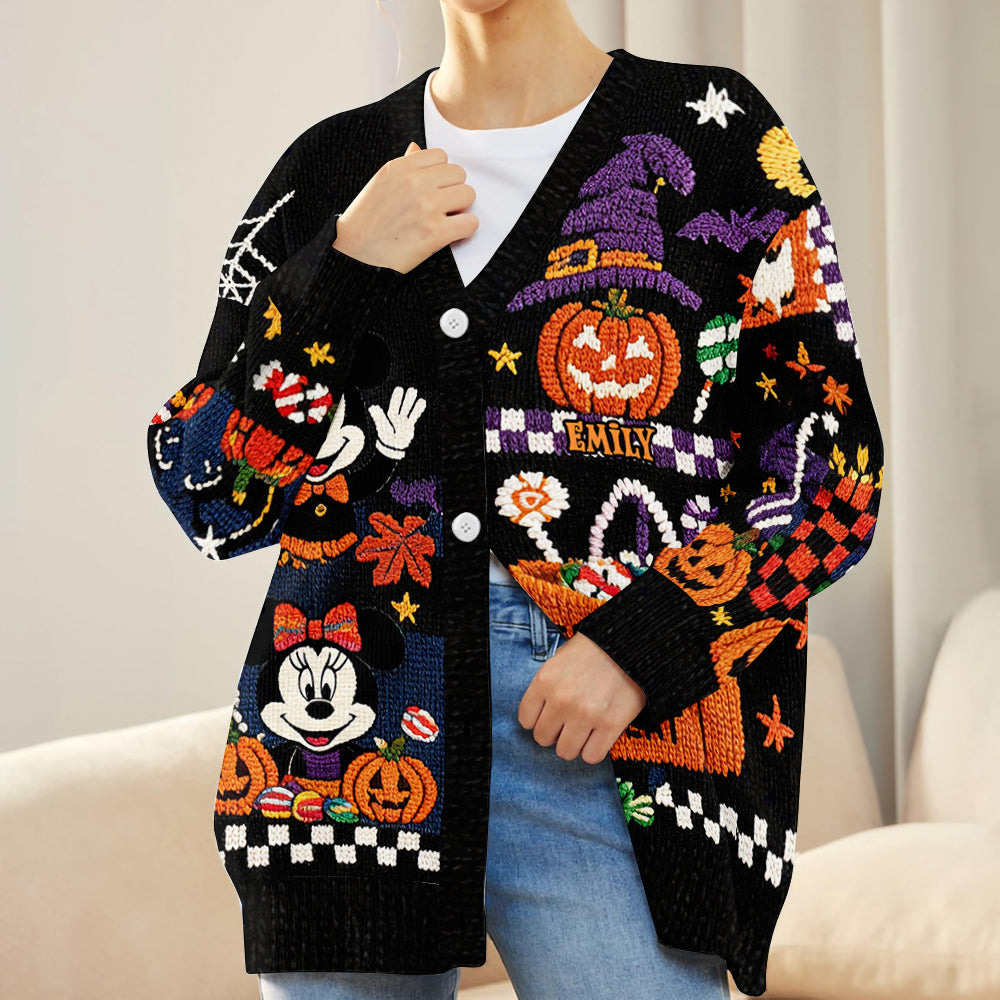 Trick Or Treat - Personalized Mouse Cardigan Sweater