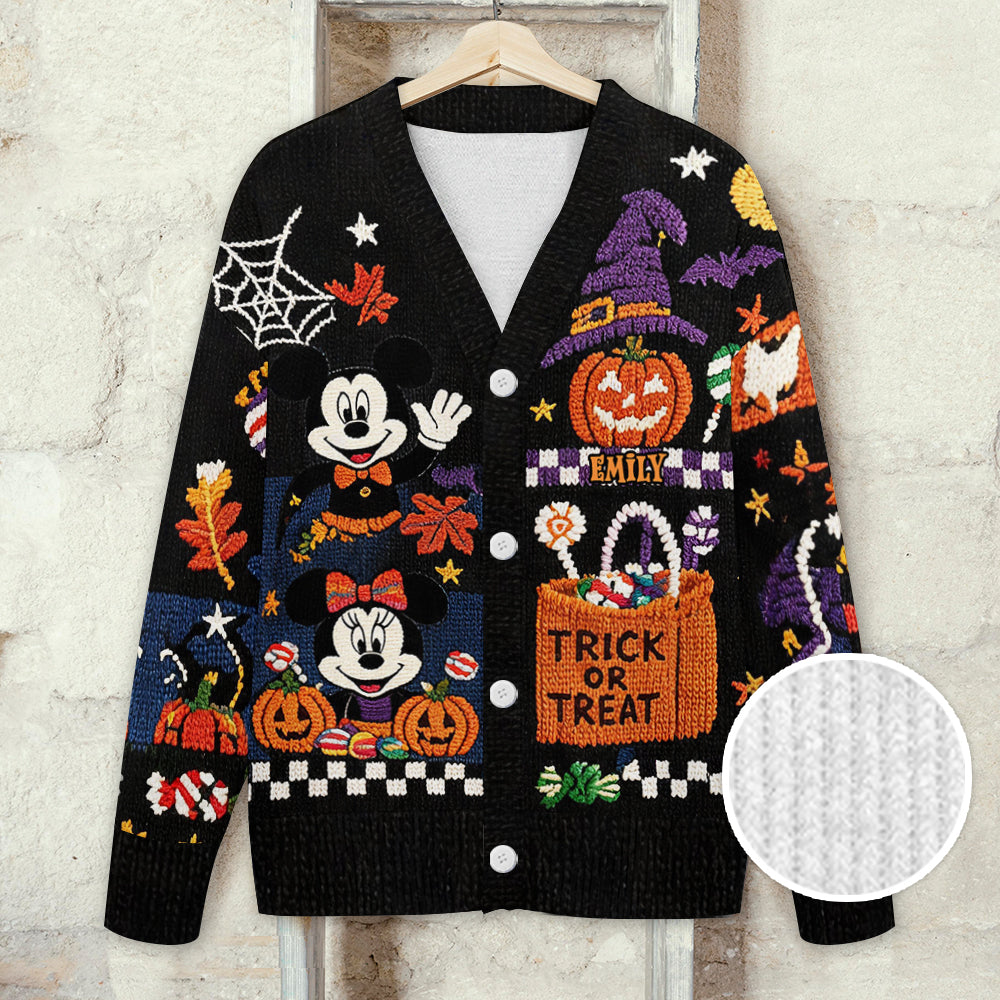 Trick Or Treat - Personalized Mouse Cardigan Sweater