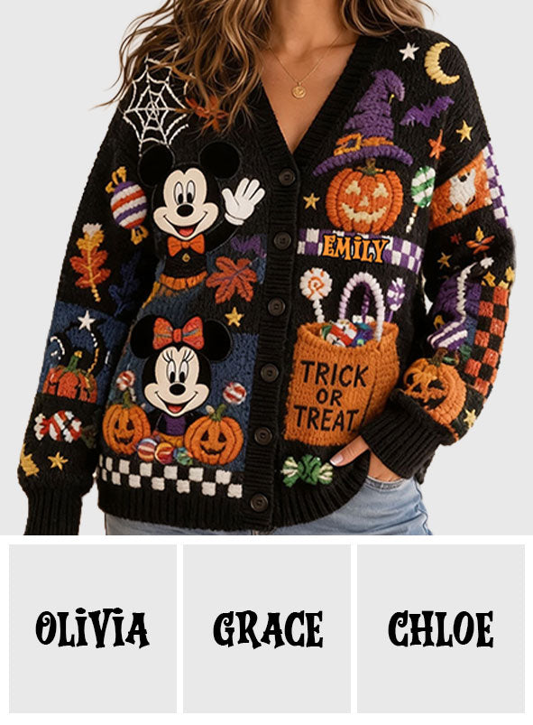 Trick Or Treat - Personalized Mouse Cardigan Sweater