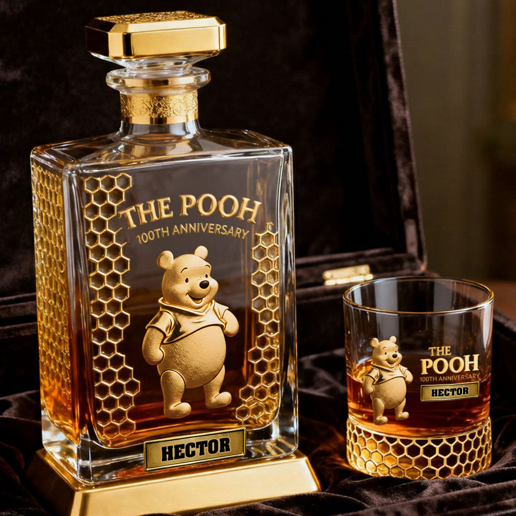 Forever A Friend - Personalized Yellow Bear Whiskey Decanter Set