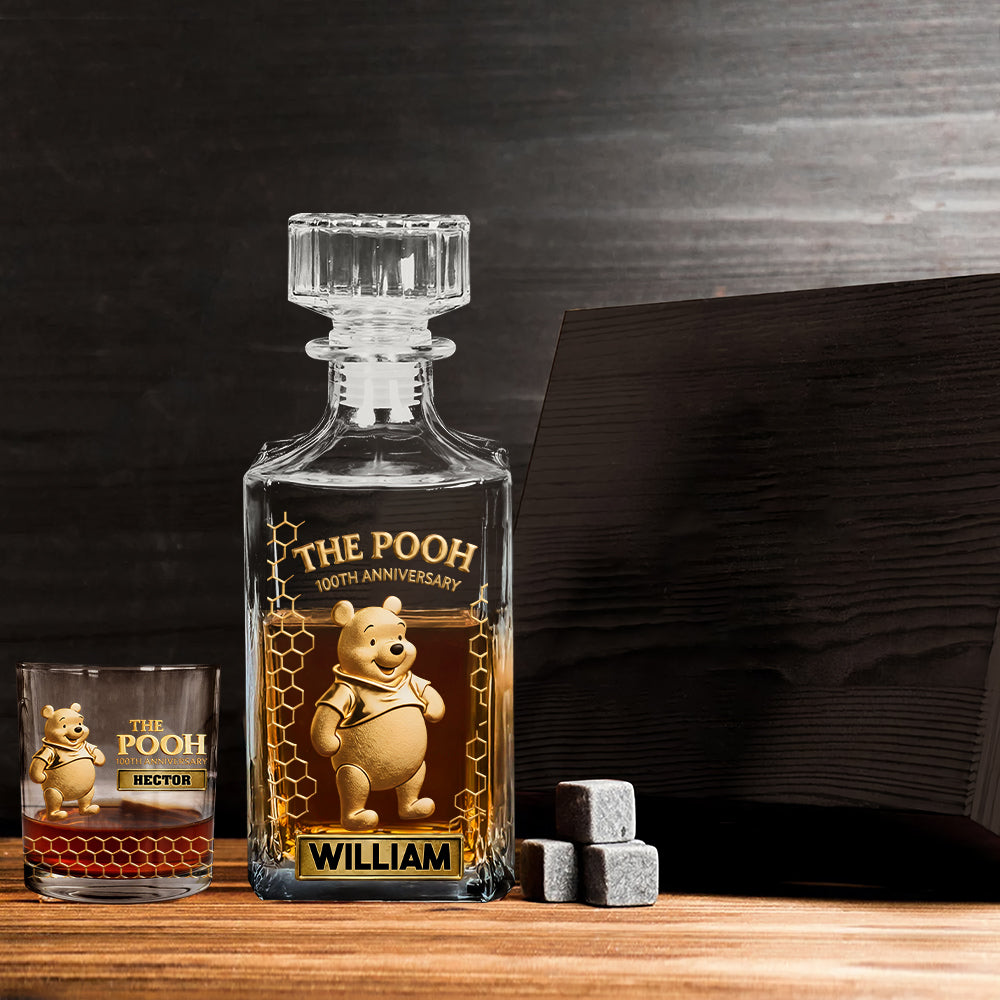 Forever A Friend - Personalized Yellow Bear Whiskey Decanter Set