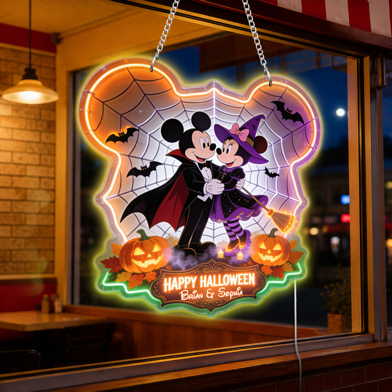 Happy Halloween Couple Gift - Personalized Mouse Neon LED Light Sign